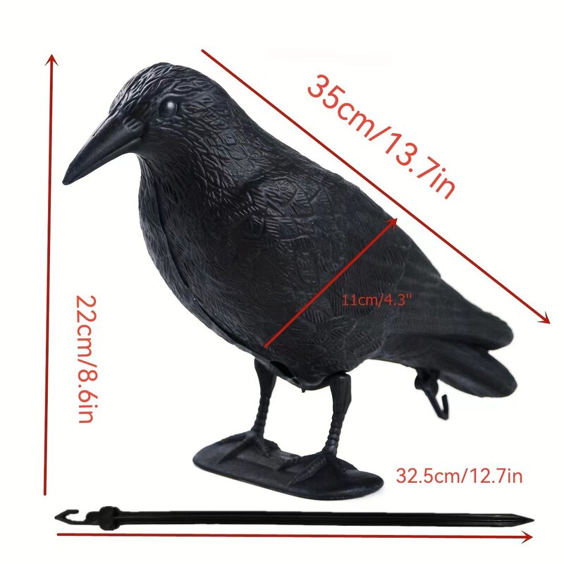 Halloween Black Crow Party Ornamento, Figurinha realista, Simulação Decoração de pássaros para caça com estacas, Quintal, Jardim, Desktop