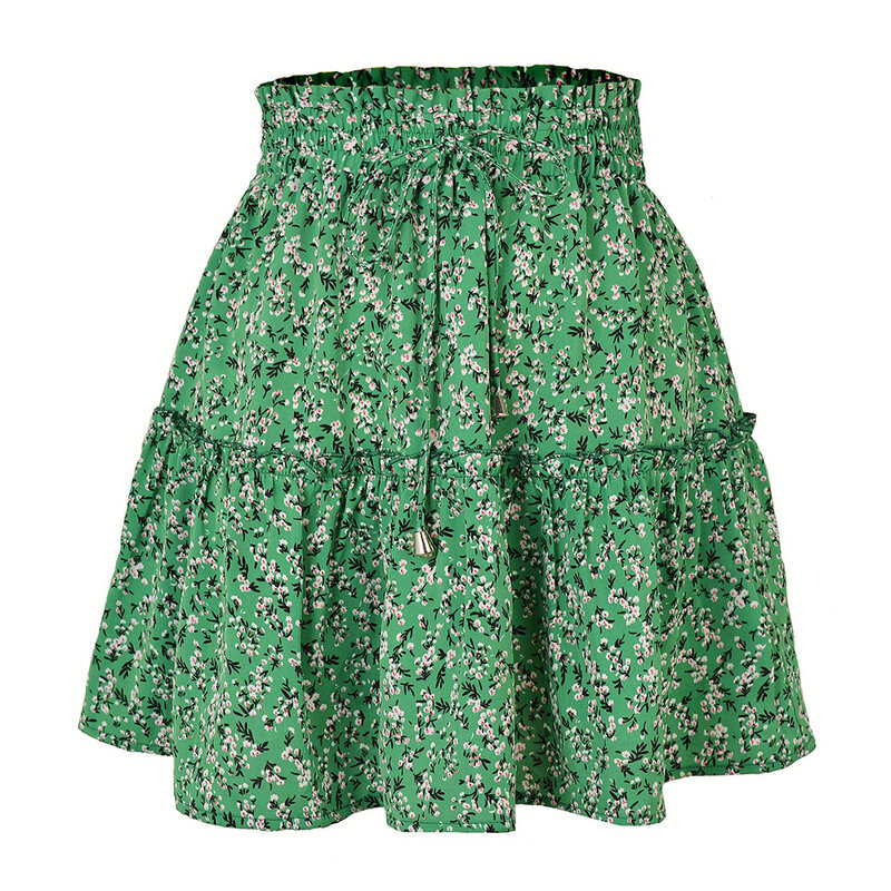 With Frills Women Skirt Autumn Casual Club Daily Female Flower Holiday Home Regular Slight Elasticity Spring Comfy