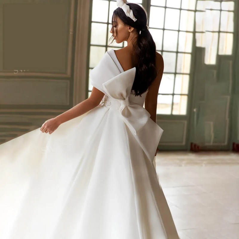 Gaun pengantin ukuran Plus seksi gaun pengantin wanita applique belahan tinggi satu bahu gaun pengantin renda gaun Wed Satin Sweep