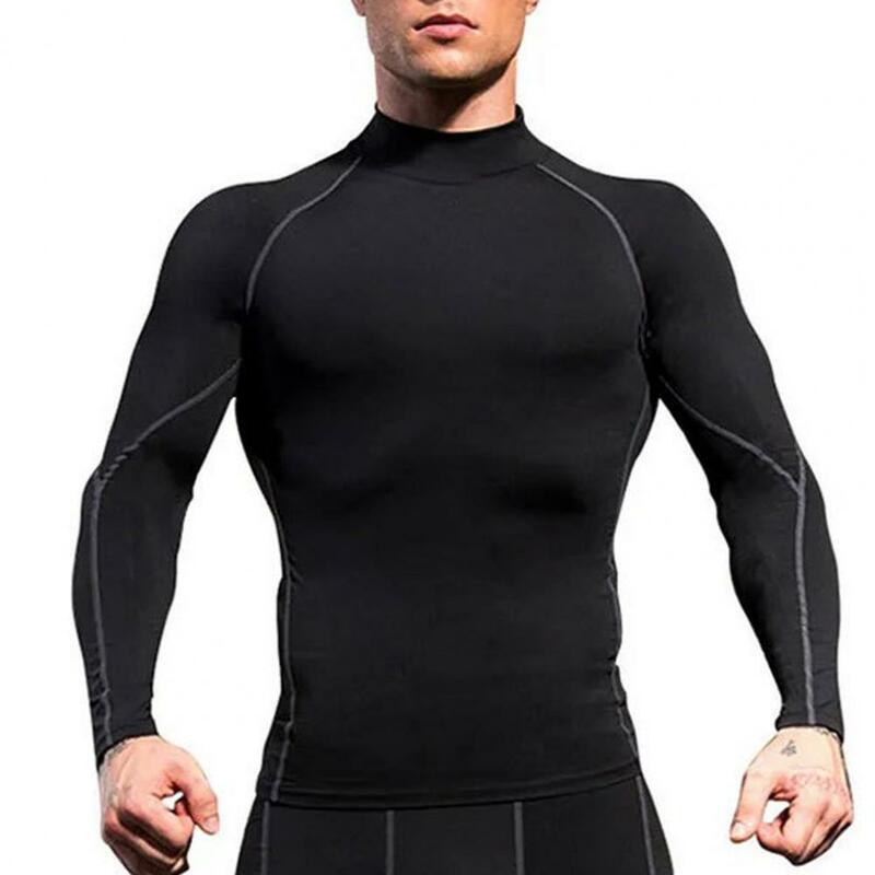 Mężczyźni z długim rękawem Top treningowy stylowa męska ścianki kompresyjne do ćwiczeń na siłowni sport szybkoschnący modny komfortowy Fitness dla mężczyzn