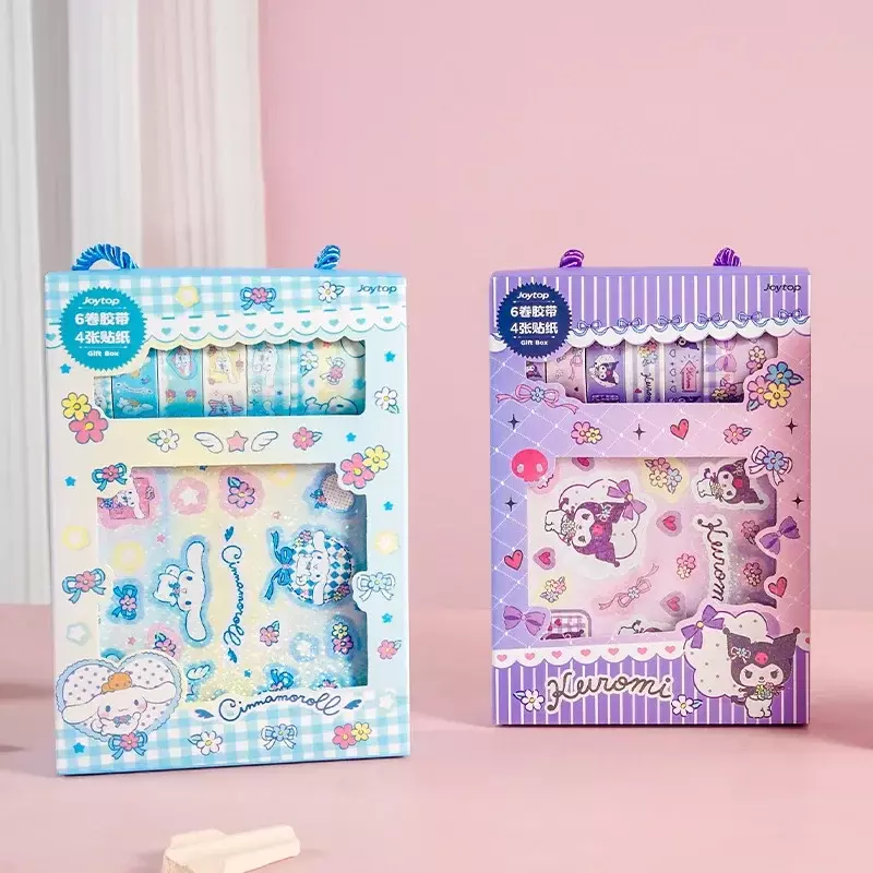 Joytop Sanrio Kuromi Cinnamoroll Sticker Tape Gift Box Set Student Cute Cartoon Hand Account Diy Decoration Hand Account Gift