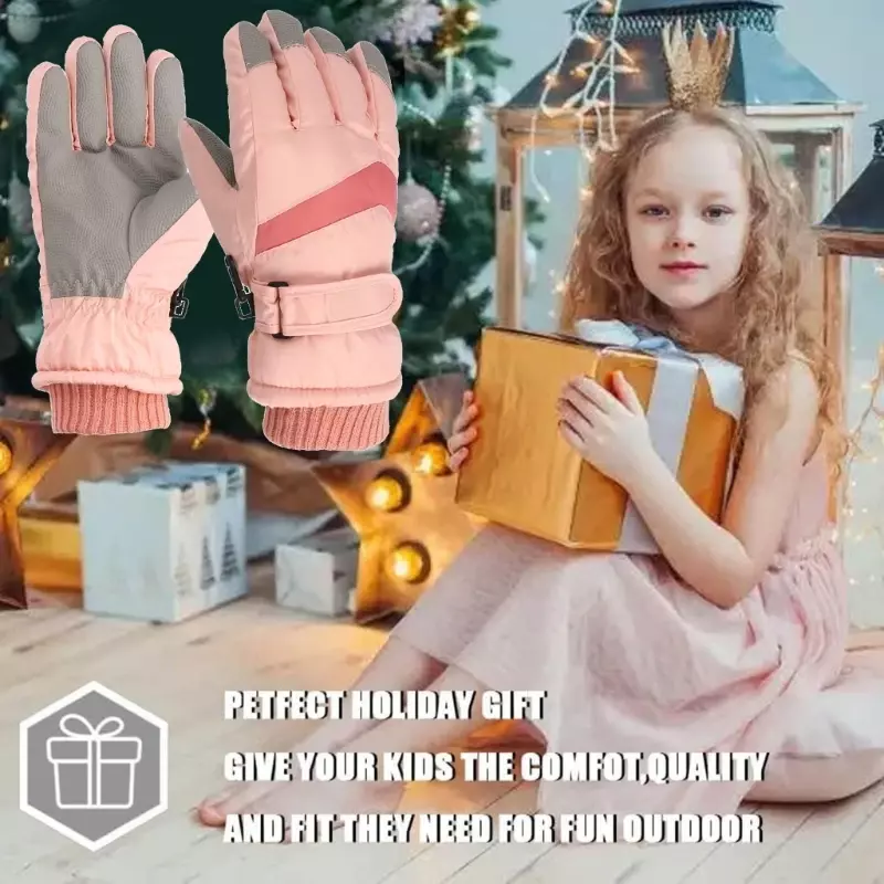 1 para wodoodpornych rękawiczek zimowych dla dzieci Rękawiczki pełnymi palcami Dziecięce, grube, ciepłe rękawiczki sportowe do