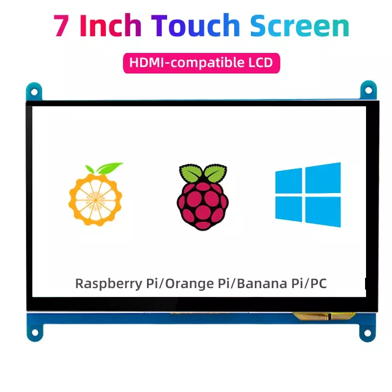 7 Inch Touchscreen Raspberry Pi 4 Capacitieve Hdmi-Compatibele Tft Lcd Voor Oranje Pi 5 Plus 3b Rpi 4b 3b Pc Windows Aida64