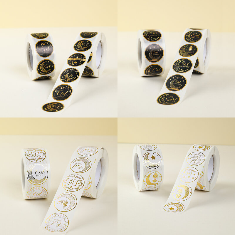 Rollo de pegatinas EID Mubarak Ramadán Kareem, pegatinas de sello de embalaje, etiquetas de regalo EID, decoración de fiesta de Festival musulmán Islámico