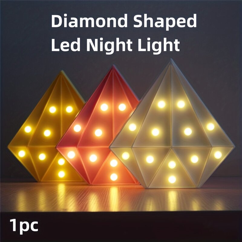 Diamante Shaped LED Night Light, Lâmpada decorativa de cabeceira, Desktop Nightlight