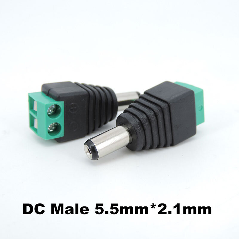5pcs 5.5mmx2.1mm DC Female Male Power Plug Adapter Connector Power Jack Socket Adapter cable terminal for strip CCTV Cameras