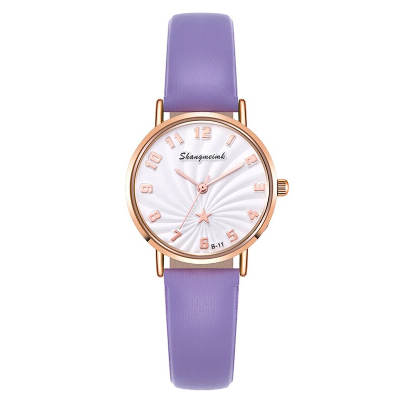 Relógio de quartzo com mostrador digital feminino, pulseira de couro, relógio redondo, presente adequado para mulheres e meninas, 2024