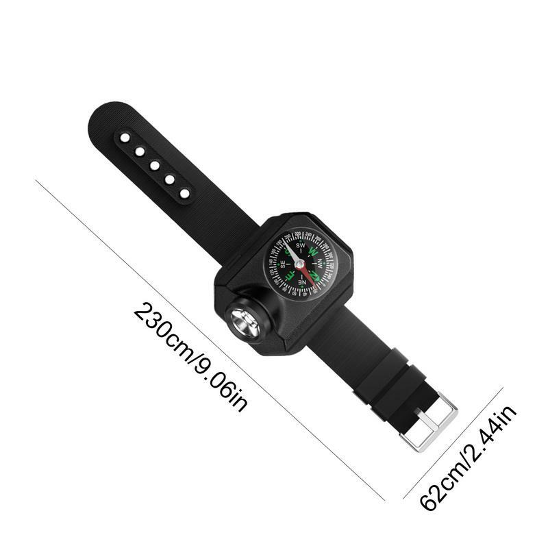 Carregamento USB Wrist Light para correr, Mini bússola tocha relógio, Tochas de pulso recarregáveis para corrida ao ar livre