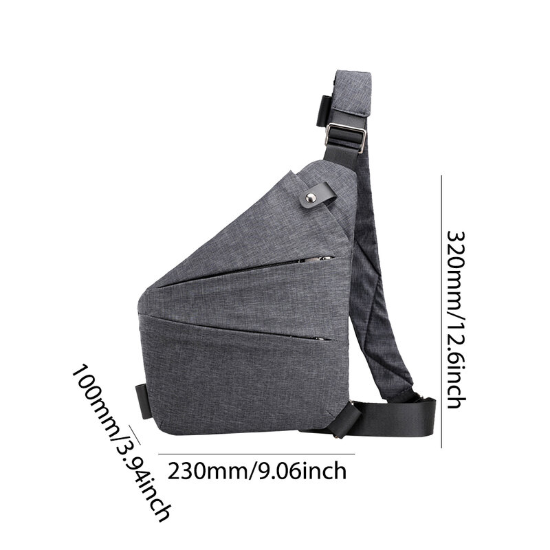 Mens Canvas Shoulder Bag Large Capacity Outdoor Messenger Bag Adjustable Wide Strap Sling Backpack Simple Solid Chest Pack