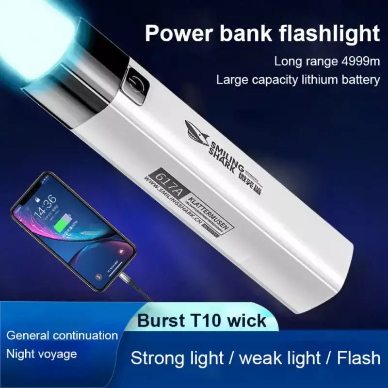 Linterna LED Potente portátil recargable por USB, lámpara de emergencia para acampar, reflector, luz fuerte impermeable, Flash para exteriores