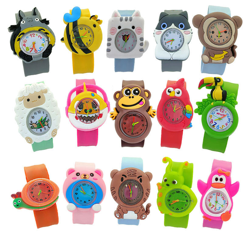 Baby Cartoon Animal Watch 3D Kids Watch Birthday Gifts 3-15 Years Old Girls Boys Kids Learning Time Toys Pat Loop Watch Clock