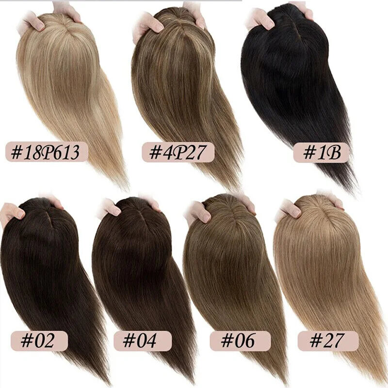 Прямые женские волосы Topper, дышащий Шелковый топ на основе с челкой, женские парики на клипсе, 100% натуральные человеческие волосы, 12x13 см, парик