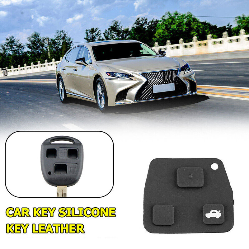 1 szt. Nowy 3-przyciskowy kluczyk skórzany podkładka silikonowa czarna guma kluczyk pasuje do samochodowych części zamiennych i akcesoriów Toyota