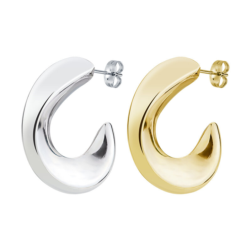 Anting-anting Stainless Steel wanita, lingkaran dengan Earplug setengah lingkaran untuk wanita mode perhiasan 2023 cincin telinga sederhana