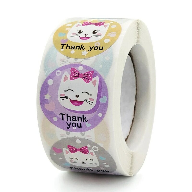 100-500pcs Kawaii Cat Stickers Round Cartoon Reward stickers for School Teacher Cute Animals kids Stationery Sticker Gift Decor