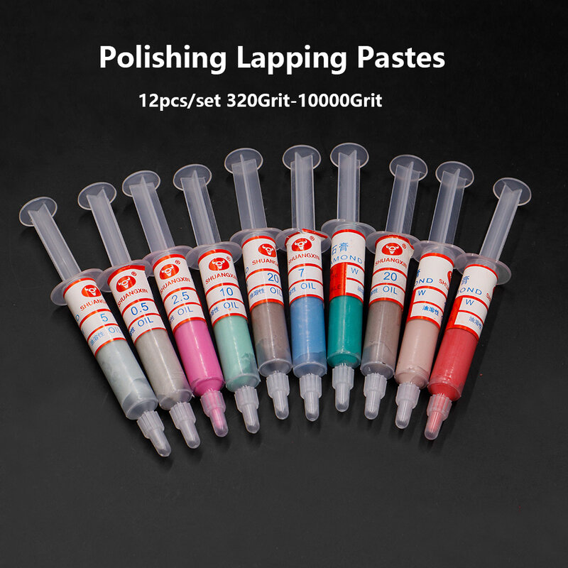 Aiguille W0.5-W40 Grit Diamond Polishing Lapping Paste Compound Syringes Set for Glass Jade Amber Buffing