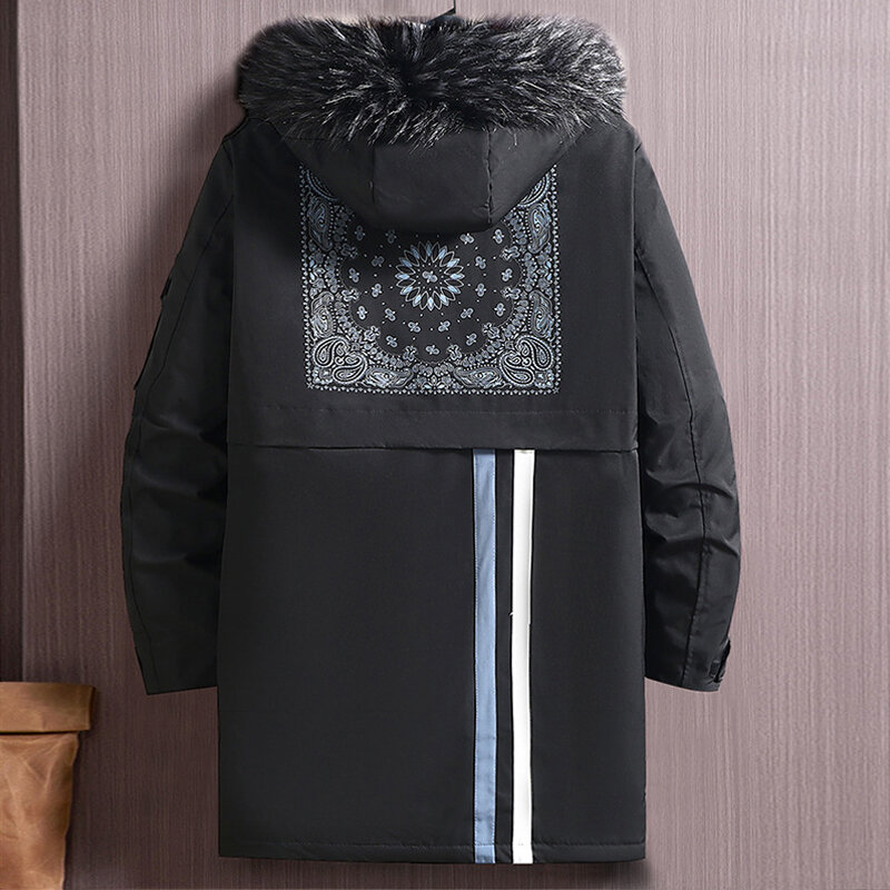 남성용 두꺼운 파카 겨울 재킷, 패션 외투, 큰 사이즈 코트, 반다나 프린트, 12XL, 11XL, 10XL