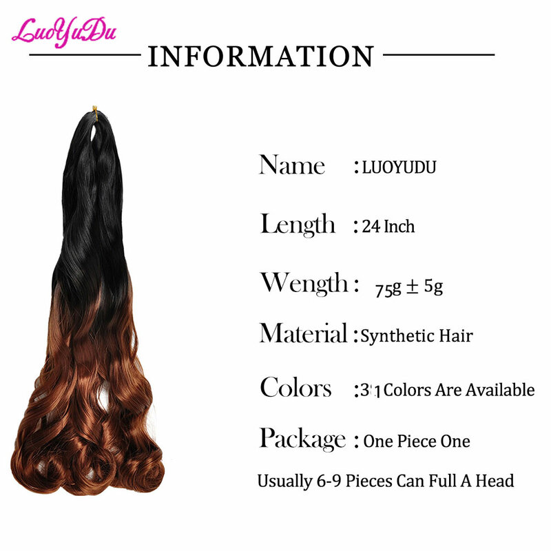 Luźne falowe spiralne warkocze z włosami syntetycznymi francuskie loki włosy plecione przedłużanie wysokiej temperatury Ombre wstępnie rozciągnięte włosy