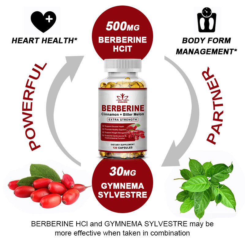 Berberina con cápsula de canela de Ceilán, sistema inmunológico antioxidante, función Cardiovascular y intestinal, comida saludable