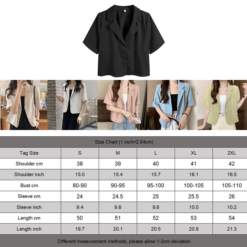 Blazers en polyester à manches courtes pour femmes, simple boutonnage, document solide, mode d'été, chaud, nouveau