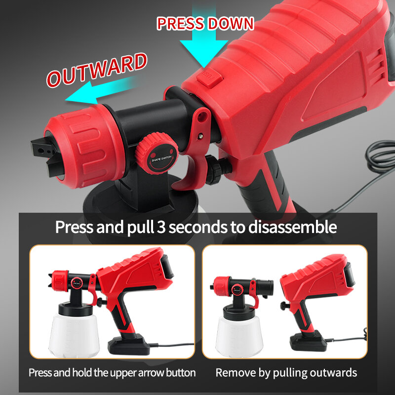 Electric Paint Sprayer Gun 1000ml Capacity Paint Gun with Adjustable Airflow and 600W Motor for Home Interior and Exterior