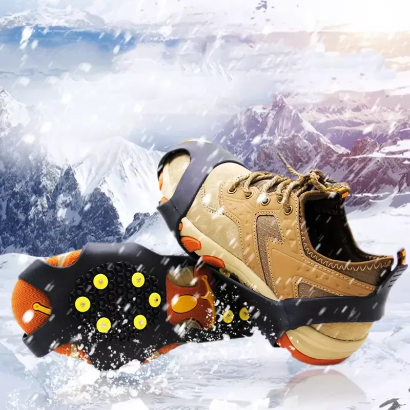 10 Studs Snow Ice Claw Anti-Skid Snow Ice Thermo Plastic Elastomer Climbing Shoes Spikes Grips Cleats Over Shoes Covers Crampons