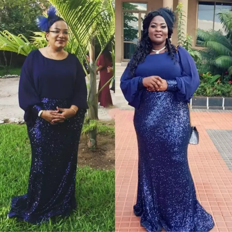 Frauen Pailletten afrikanisches Kleid Kenia Südafrika Perlen Chiffon Weihnachts feier Abendkleid neue hochwertige Africa ine Robe