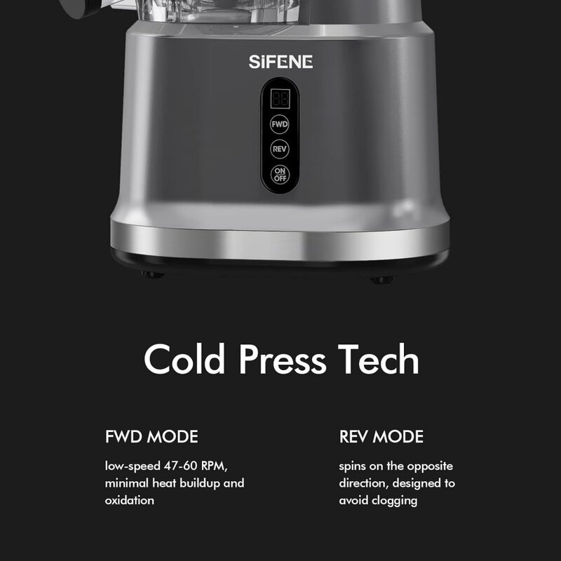 SiFENE 콜드 프레스 착즙기 기계, 큰 입, 83mm, 전체 슬로우 저작 착즙기, 간편한 세척 주스 추출기