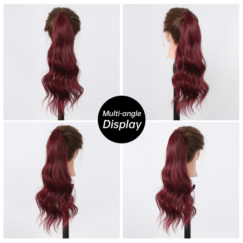 Шиньоны для хвоста HAIRCUBE, длинные волнистые искусственные волосы бордового и красного цветов с конским хвостом для женщин, повседневные накладные волосы для косплея