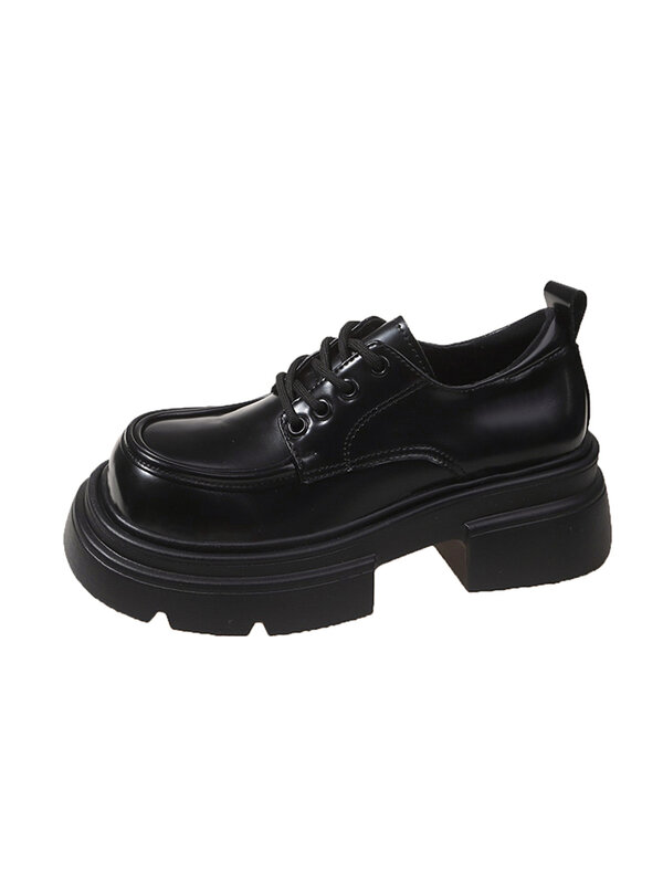 Women Shoes Autumn Female Footwear British Style Clogs Platform Oxfords Round Toe Fall Cross New Winter Dress Preppy Creepers Le