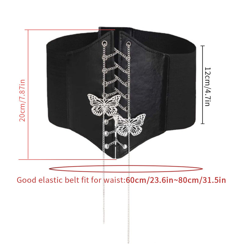 Cintura elastica con rilegatura elastica da donna catena a farfalla cintura larga con corsetto abito femminile Cummerbunds accessori per vestiti