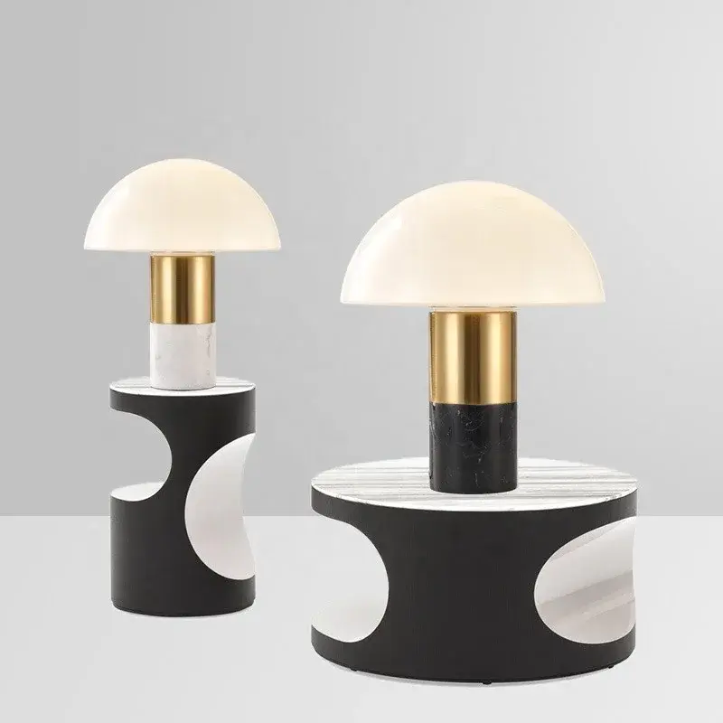 Nordic post modern light luxury lampada da tavolo in marmo lampada da tavolo a fungo in marmo lampada semplice per camera d'albergo
