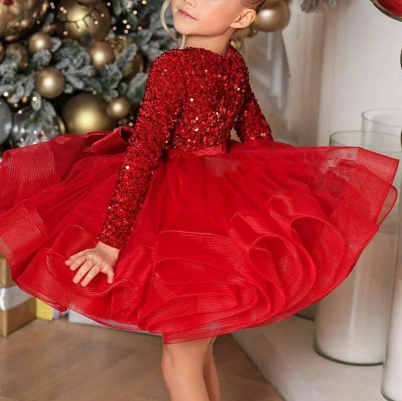 Baby Girl Princess Vintage Dress Tulle bambini Vestido manica a sbuffo bambini Pearl Wedding Party compleanno Tutu Dress Clother Summer