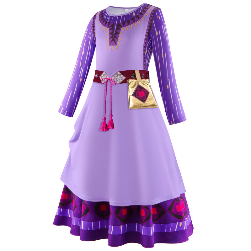 Одежда для косплея Disney Asha костюм принцессы для девочек Asha, женское платье на день рождения, для Хэллоуина, косплея, праздничное платье для малышей
