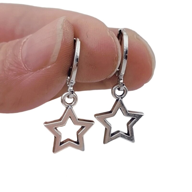 Boucle d'oreille étoile couleur argent, boucles d'oreilles étoile à cinq branches, pendentif pentagramme, livraison directe