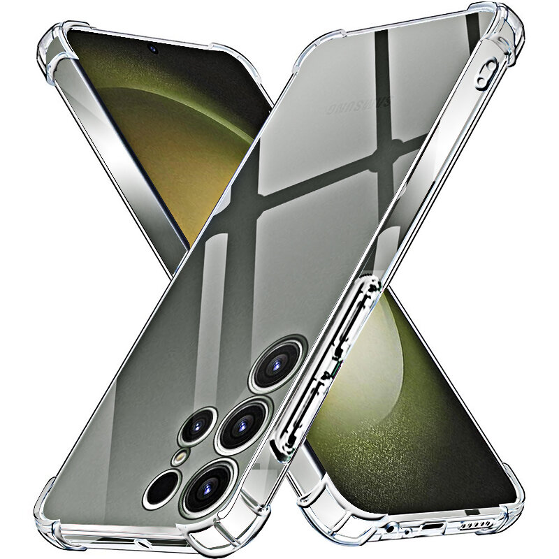Coque arrière souple en silicone transparent antichoc pour Samsung Galaxy, coques de téléphone, S24, S23, S22, S21, Ultra Plus, Note 20, S 23, 22, 21, FE