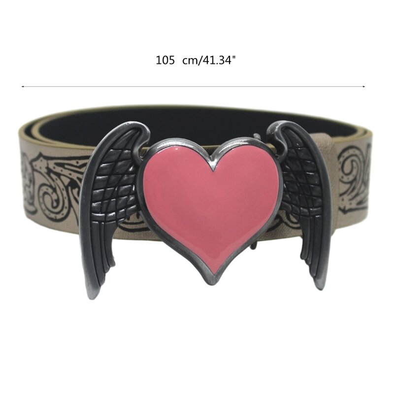 Y2K Waist Belts for Jeans Pants Pink Heart Embossed Belt Cowgirl Body Jewelry