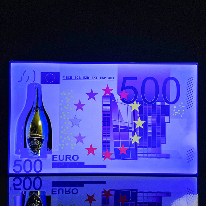 Перезаряжаемая акриловая ВИП-табличка с обозначением, 500 евро, табличка с табличкой с купюрами, фотография для ВИП-магазина, табличка с таблицей с номером для ночного клуба