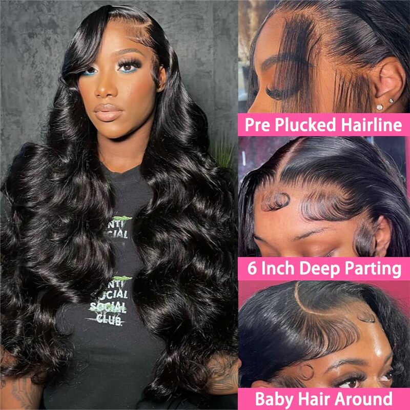 28 Inch 13x6 HD Transparent Frontal Wigs Human Hair Lace Front Wigs for Women 13x4 13x6 Body Wave  Lace Front Wigs Human Hair