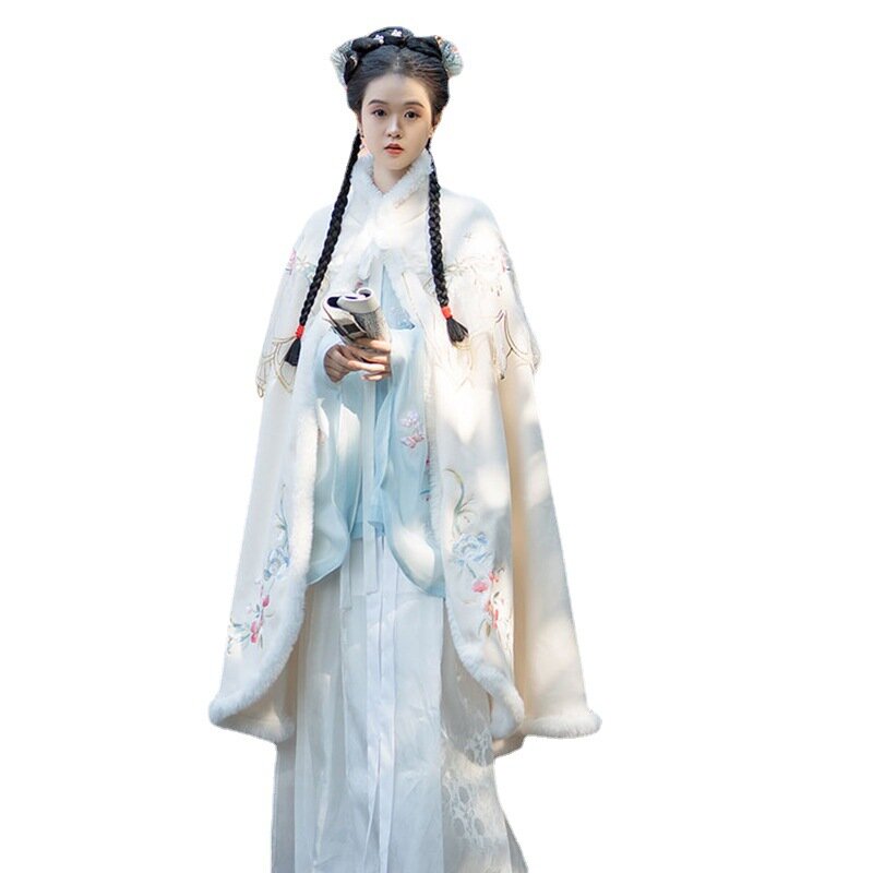 Autumn Winter Hanfu Cloak Princess Overcoat Chinese Style Warm Coat Oriental Ancient Tang Dynasty Cloak Fairy Thickness Overcoat