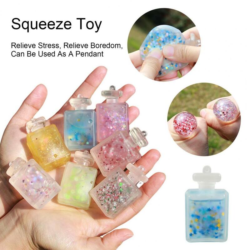 Squeeze Toy Sequin Perfume Bottle Pinch Toy for Kids Adults Soft Rebound Stress Relief Toy with Cute Decompression Elasticity