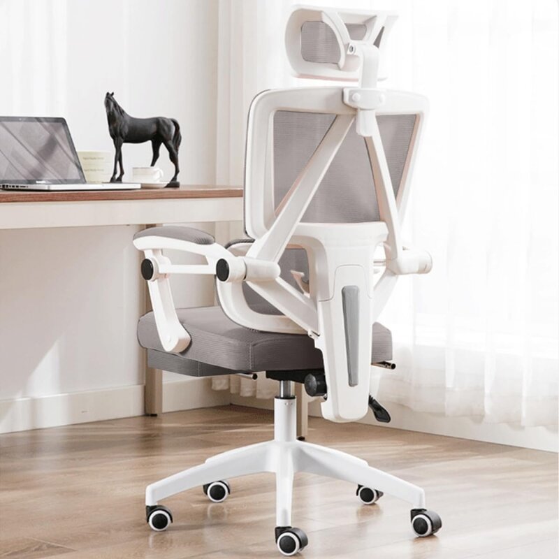 Kursi kantor ergonomis jaring punggung tinggi, penopang pinggang dan sandaran kepala dapat diatur, kursi Gaming komputer