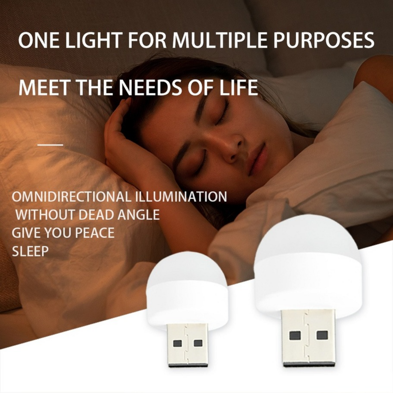 Lampe à prise USB chargeur d'alimentation Mobile USB petites lampes de livre LED Protection des yeux lumière de lecture petite lumière ronde veilleuse