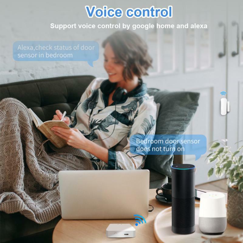 Czujnik inteligentne WiFi drzwi ZigBee z czujnikiem otwarcia zamknięcia inteligentne powiadomienie o kontrola aplikacji życia kompatybilny z Alexa Google Home