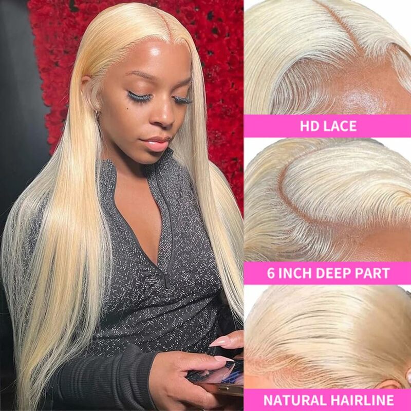 613 Blonde Wig Human Hair Straight 13x6 Hd Lace Frontal Wig 13x4 Lace Front Wigs Pre Plucked Glueless Wigs Human Hair 100%