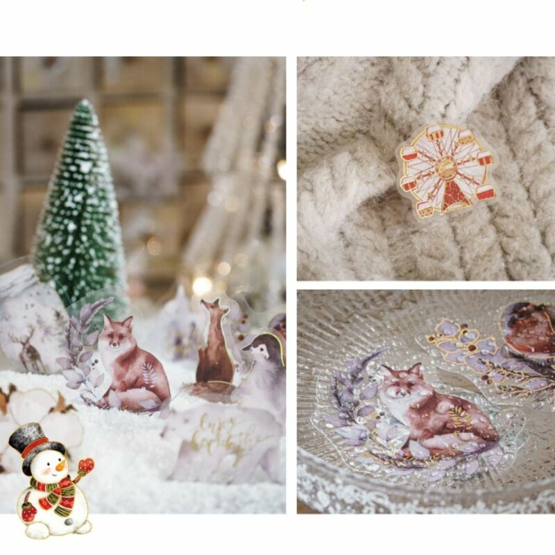 Autocollants décoratifs adhésifs de Noël, autocollant de festival, décor de cadeaux, autocollants d'arbre de bonhomme de neige attro, artisanat de bricolage