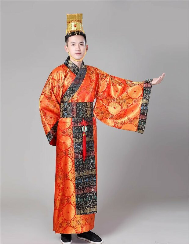 Imperador chinês Cosplay traje masculino, vestido antigo Hanfu, antigo rei Tang, chapéu do palco Incldue