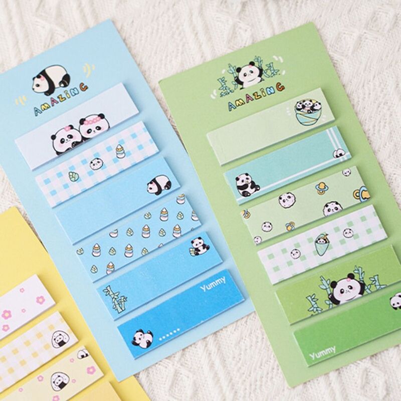 Notas adhesivas de Panda de dibujos animados, papelería Kawaii, Bloc de notas creativo, etiqueta multifunción portátil, pegatinas de papel para hacer lista