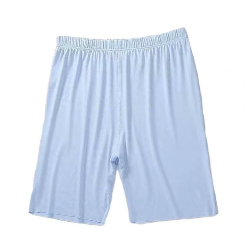 Pantalones cortos transpirables para hombre, Pantalón de pijama suave hasta la rodilla, ropa cómoda para el hogar con cintura elástica sedosa