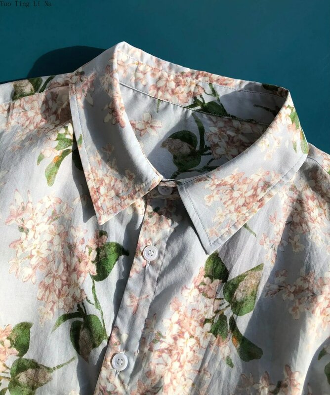 Camicia leggera della foresta pluviale stampata romantica S1